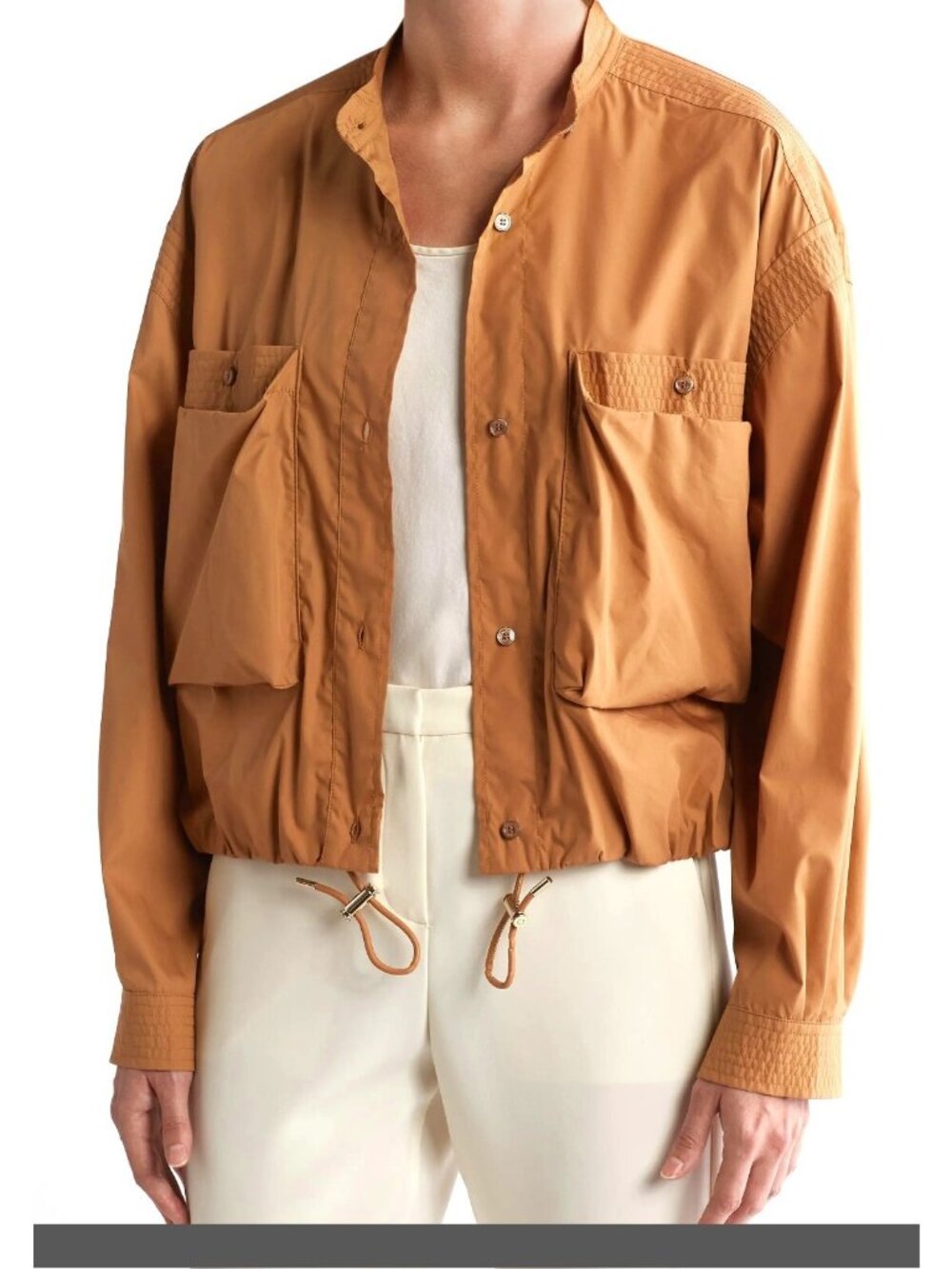 Salvatore Ferragamo Womens Cotton Blend Crop Shirt Jacket Size 46, US 12 - Italy